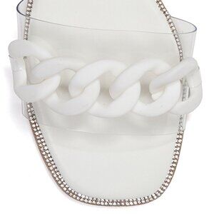 Ninety Union White Chain Link Clear Transparent Vinyl Slide Sandals 7 New in Box